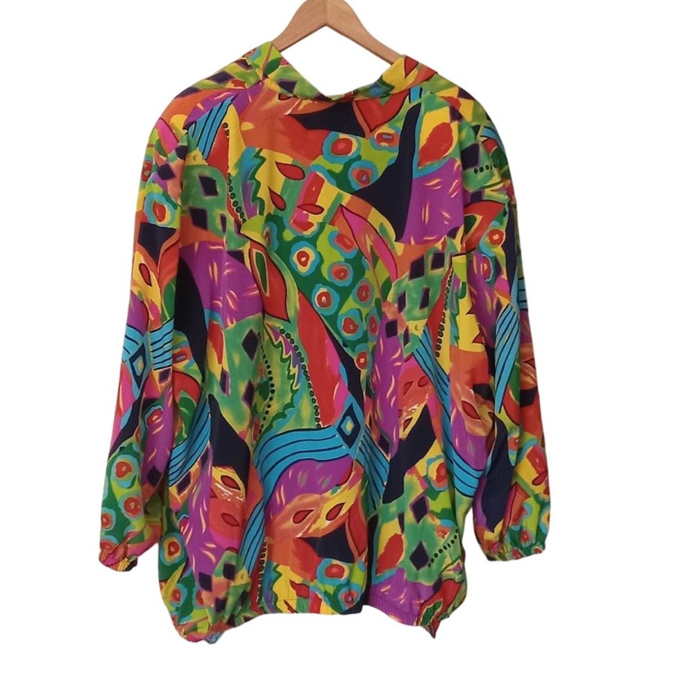 Euc | Multi Color | Light Wt | Button Up | Collar… - image 8